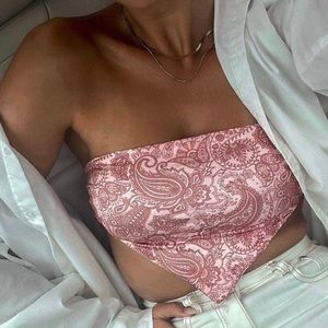 Henna Bandana Strapless Top